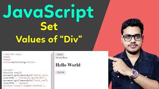 How to set value of Div in javascript  Set element of a div using javascript  Javascript Tutorial [upl. by Ahseem197]