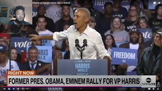 Obama raps Eminem’s lyrics during Detroit Rally [upl. by Marrissa]