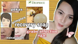 DEOPROCE SNAIL RECOVERY SOAP REVIEW  PEKASPIMPLES ACNE MAITIM NA MUKHA EFFECTIVE NGA  momsie weng [upl. by Bergh]