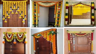 Doors Decoration ideas with Marigold Flowers for diwaliganeshchaturthiFront DoorEntranceGate [upl. by Vershen]