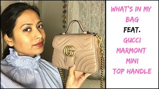 WHATS IN MY BAG FEAT GUCCI MARMONT MINI TOP HANDLE WITH MOD SHOTS 2019 [upl. by Htebaile]