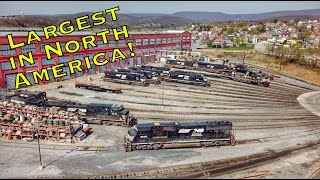 Drone Tour  Norfolk Southern’s Juniata Locomotive Shop  Largest Locomotive Shop in North America [upl. by Nivrem]