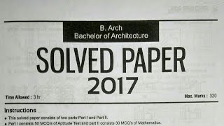 BARCH 2017 EXAM SOLVED PAPER [upl. by Miltie564]