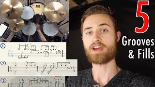 My 5 Favorite Grooves amp Fills NOTATION [upl. by Cathee]