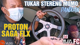 DIY  TUKAR STERENG MOMO  PROTON SAGA FLX 2013  AZMAN ABSONS VLOG  STEERING INSTALLATION  FYP [upl. by Llevart305]