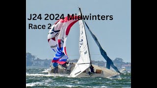 J24 2024 Midwinters Race 2 with onboard crew discussion and tactics [upl. by Dadinirt]