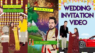 Caricature Wedding Invitations Indian  Wedding Invitation Video  Indian Wedding Invitation Video [upl. by Augusto]