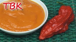 Superhot Ghost Pepper Bhut Jolokia Sauce Recipe  Titlis Busy Kitchen [upl. by Aerbma602]