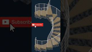 Different view of spiral staircase in autocad 3dshortsstairA3CAD [upl. by Habas]