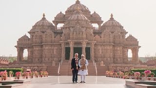 Indian PM Narendra Modi and Australian PM Malcolm Turnbull visit Swaminarayan Akshardham [upl. by Anyalram982]