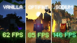 Vanilla vs Optifine vs Sodium  4K  Shaders [upl. by Eesac]