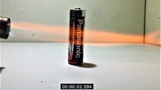 EXPLOSION PANASONIC ALKALINE 15V BATTERY [upl. by Ynnos]