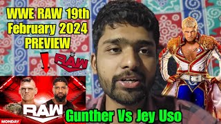 WWE Raw 19 February 2024 Preview Ft  Cody Rhodes Vs Drew McIntyre amp Gunther Vs Jey Uso [upl. by Notluf]