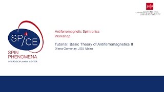 Talks  Antiferromagnetic Spintronics  Olena Gomonay II  Tutorial Basic Theory of Antiferromagn [upl. by Nierman]