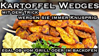 Kartoffel Wedges immer knusprig mit diesem Trick vom Grill oder Backofen  The BBQ BEAR [upl. by Ellesij]