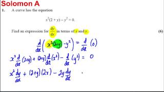 Implicit Differentiation Exam Style Question 1 [upl. by Cailly]