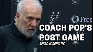 Coach Pops Postgame vs Memphis Grizzlies  492024 [upl. by Jorgan]