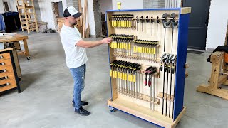 Mobile Clamp Rack From Plywood  Woodworking DIY [upl. by Halimeda]