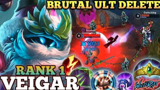 VEIGAR BRUTAL ULTIMATE DELETE UNLIMITED STACK AP DMG  TOP 1 GLOBAL VEIGAR BY Daina king WILD RIFT [upl. by Venable411]