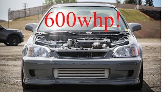 Civic EJ Turbo 600whp vs Civic Si Supercharged 380whp [upl. by Lleksah]