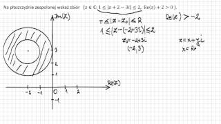 Liczby zespolone na płaszczyźnie zespolonej wskaż zbiór pierścień Rez większe 2 [upl. by Denyse]