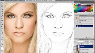 Photoshop TutorialConvert Photo To Line Drawing تحويل الصورة الى رسم بالفوتوشوب [upl. by Nylidnarb]