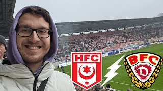 BRISANTES OSTDUELL KURZ VOR ABBRUCH 💣🤯  PYRO amp 2× ROT🔥  Hallescher FC vs BFC Dynamo Stadionvlog [upl. by Solohcin352]