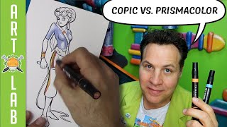 Prismacolor vs Copic Markers Side by Side Comparison [upl. by Alida]