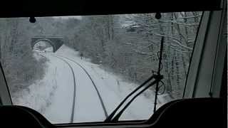 ALLEYRAS PASSAGE et ARRET du TRAIN TER NIMES  CLERMONT VUE ARRIERE NEIGE [upl. by Pisarik]