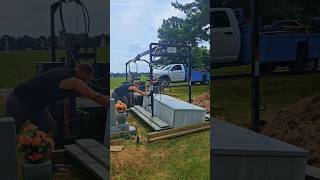 Setting an Oversize Grave Liner Part 2 graveliner funeral cemetery burial vaultman oversize [upl. by Mayer]