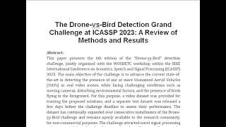 The Drone vs Bird Detection Grand Challenge at ICASSP 2023 A Review of Methods and Results [upl. by Otho91]