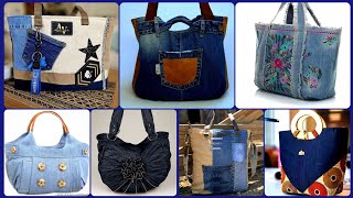 Most Beautiful denim patchwork upcycling handmade Tote Bags ideas 2025 [upl. by Luo]