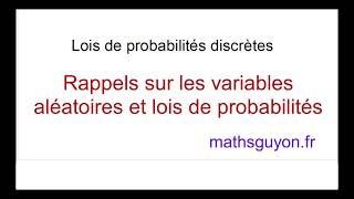 Introduction aux variables aléatoires discrètes  rappel sur loi de probabilités [upl. by Phiona]