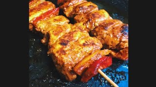 Homemade Chicken Shisk Tawook  a recipe barbecue skewers in pan [upl. by Grove]