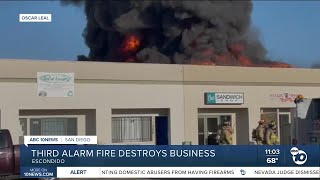 Multiple businesses destroyed after 3alarm fire in Escondido [upl. by Dorsy]