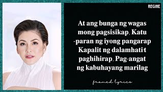 Regine Velasquez  Lipad Ng Pangarap Lyrics Framed Pira Pirasong Paraiso OST [upl. by Odranar79]