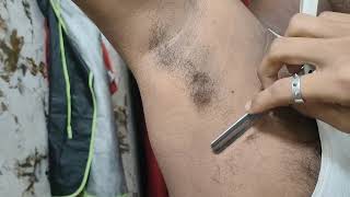 How to shave full growth armpit hair underarm shaving armpit shaving gril armpit [upl. by Neltiak]