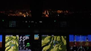 Bombardier CSeries 100  Airbus A220100 Cockpit Night Landing [upl. by Shandee154]