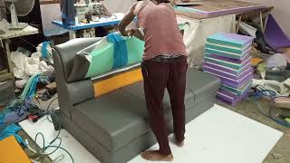 leather sofa Making  how to make leather sofa 2023 32 sofa making [upl. by Naitsabes]