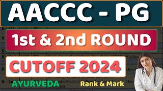 AACCC PG CUTOFF 2024  First and 2nd Round AYUSH PG Counselling Cutoff 2024  AIAPGET CUTOFF 2024 [upl. by Annehs]