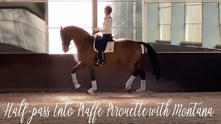 Half pass Into Piaffe Pirouette with Montana [upl. by Charisse936]