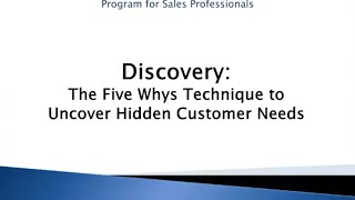 Discovery  The Five Whys Technique [upl. by Ybanrab]