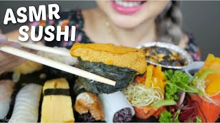 BLACK RICE SUSHI Assorted Nigiris with Oyster Motoyaki NO TALKING Food Sounds  SISSIASMR [upl. by Lorie]