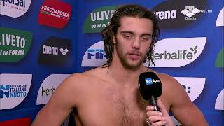 THOMAS CECCON 50 Butterfly final 2311 Interview and awards Italian Championship 2023 [upl. by Ydne]