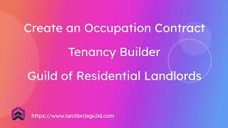 Create an Occupation Contract using Tenancy Builder [upl. by Imuyam]