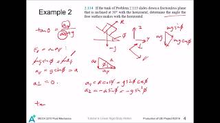 MECH 2210 Fluid Mechanics Tutorial 9  Linear Rigid Body Motion [upl. by Noxin]