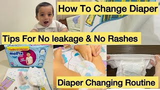 How to change diaper  Diaper Changing routine  Tips for diaper change and rashes viral diapers [upl. by Anekam105]