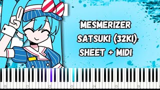 メズマライザー Mesmerizer  Satsuki 32ki PIANO TUTORIAL SHEET  MIDI [upl. by Arva618]