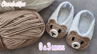 PANTUNFLAS O ZAPATOS DE OSITOS🧸❤️ PARA BEBÉ  CROCHET PRINCIPIANTES [upl. by Nylesoj]