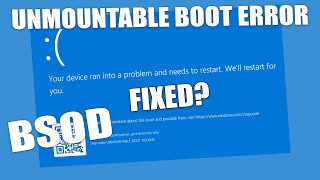 How To Fix Unmountable Boot Volume Blue Screen Error on Windows 11 [upl. by Mahmoud596]